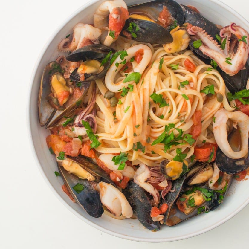 Spaghetti Calamari & PEI Mussels.