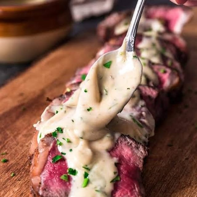 Grass Fed Angus NY Strip Gorgonzola Cream.
