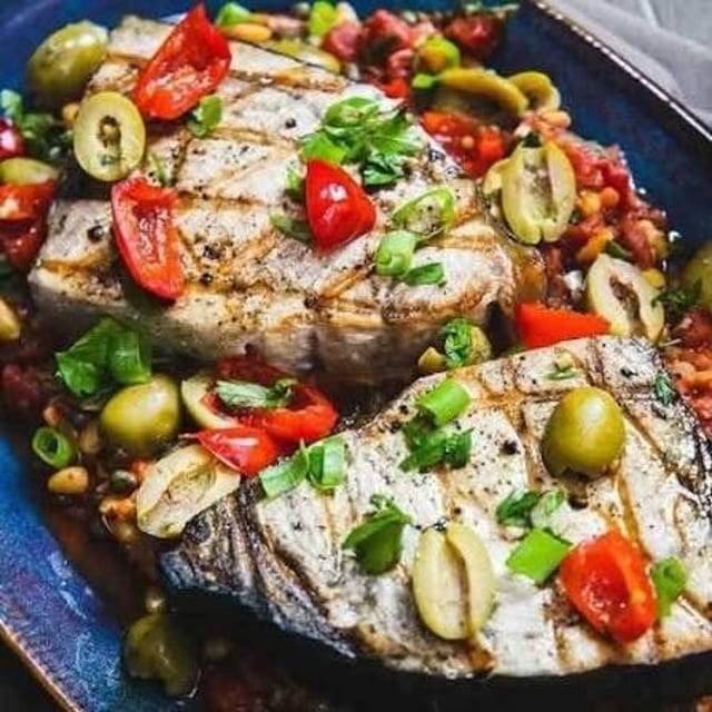 Grilled Swordfish Agrodolce.