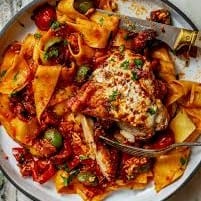 Pappardelle with Chicken Cacciatore.