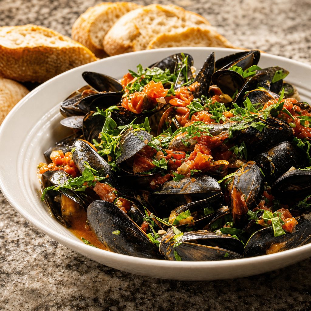 Mussels in Bianco.
